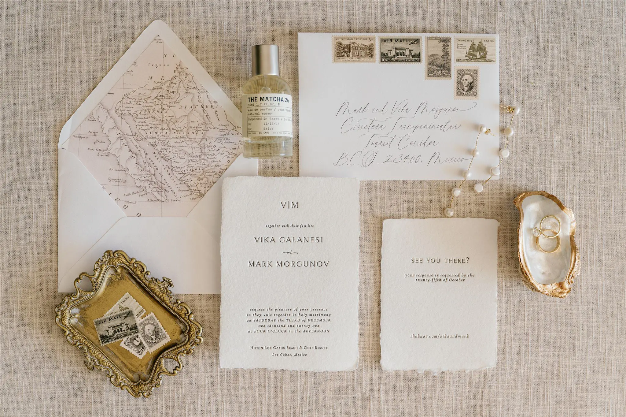 Cabo wedding beachy elegant invitation suite