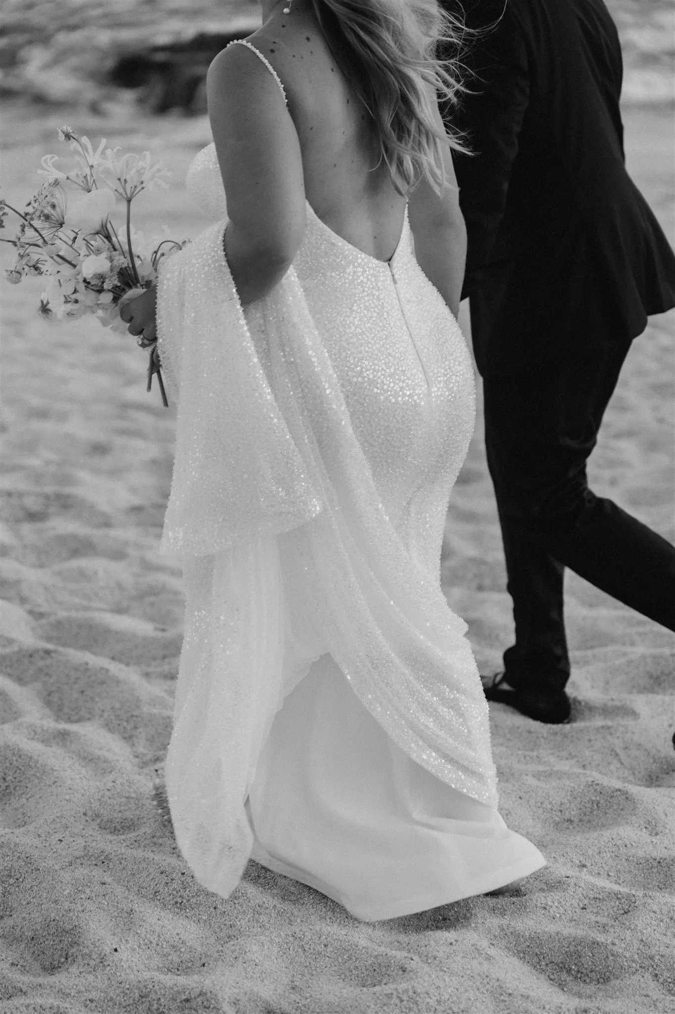 Bridal portraits on the beach at sunset