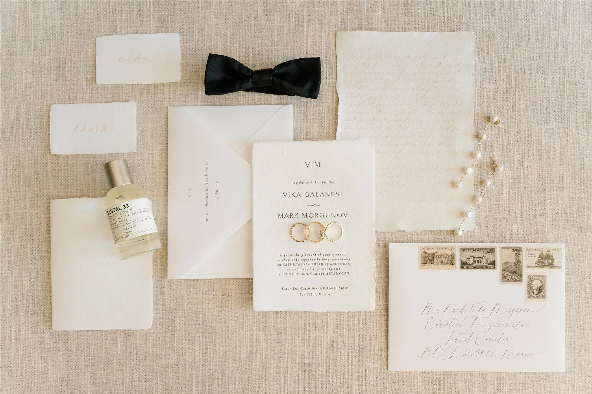 Cabo wedding flatlay