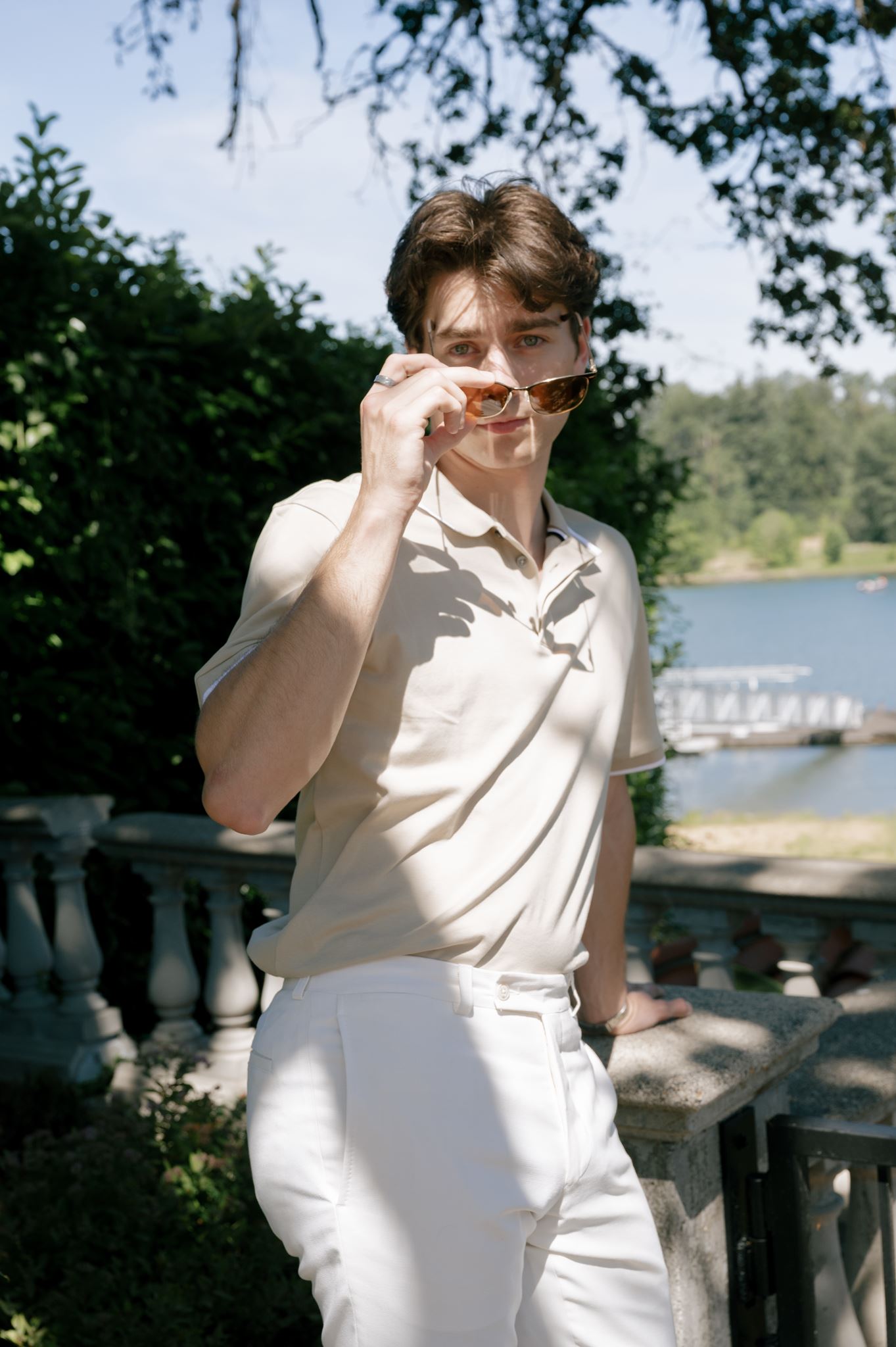 Groom portrait overlooking the Willamette River
