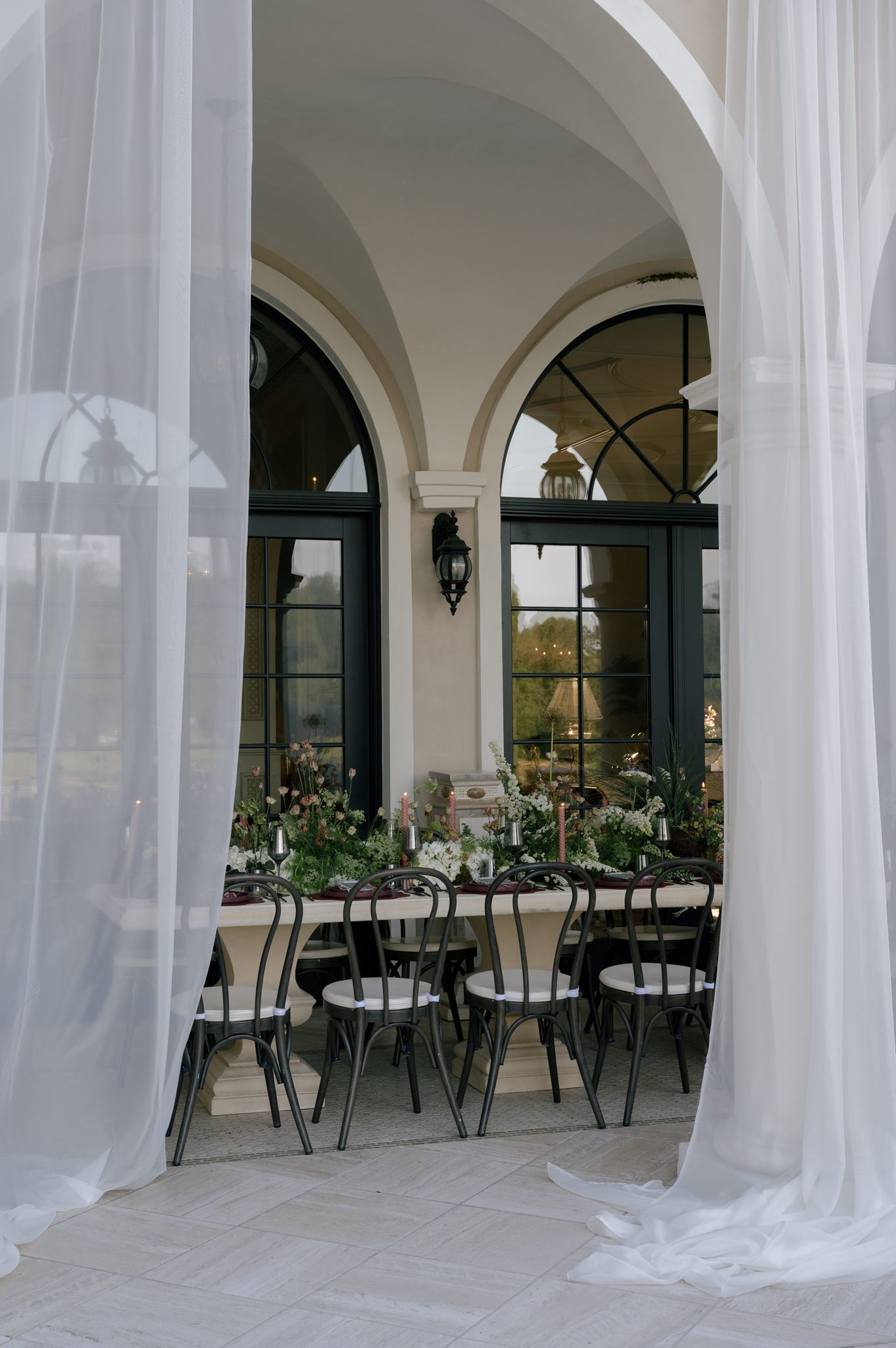 Outdoor wedding reception on the terrace