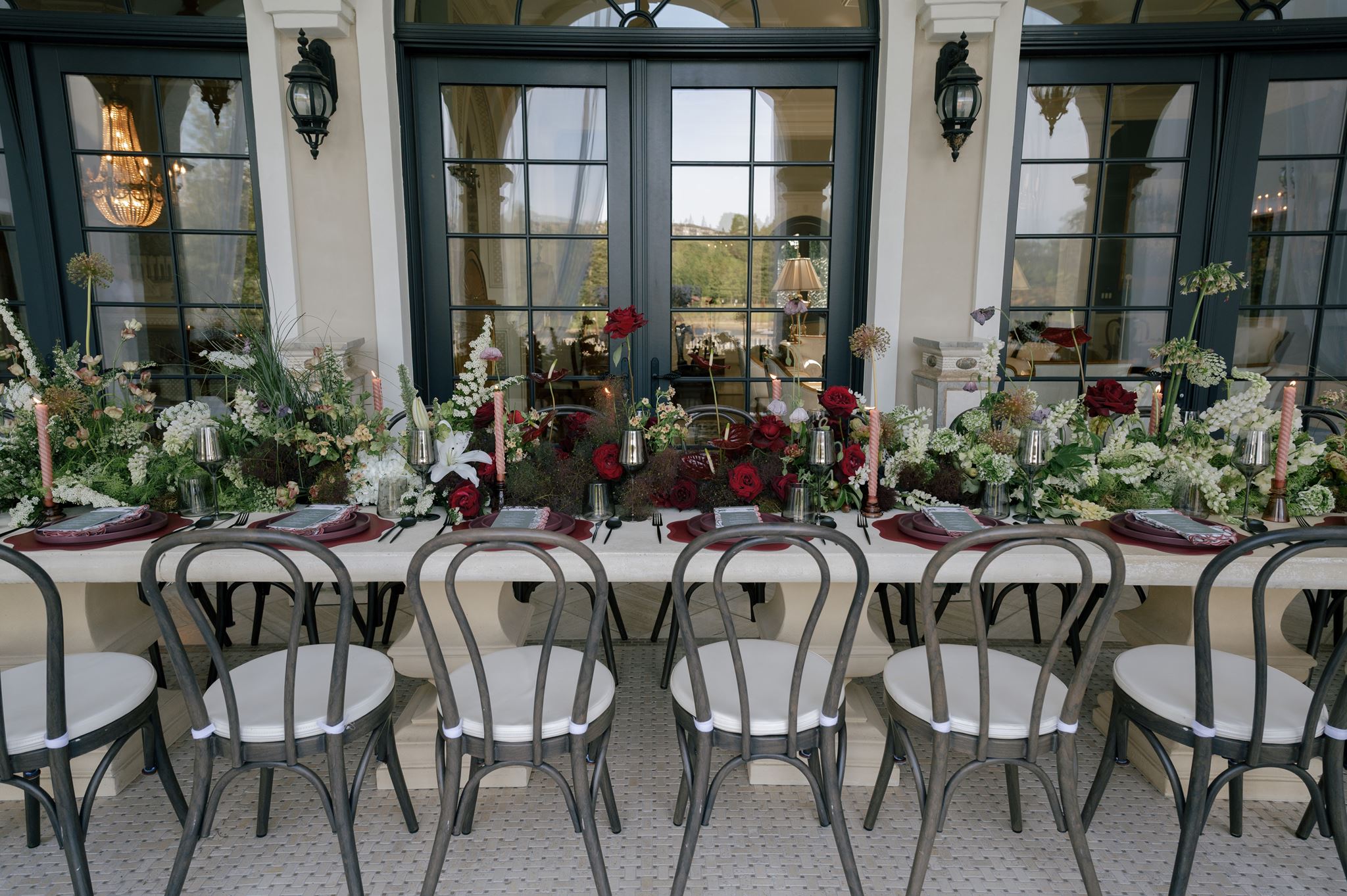 Outdoor wedding reception on the terrace
