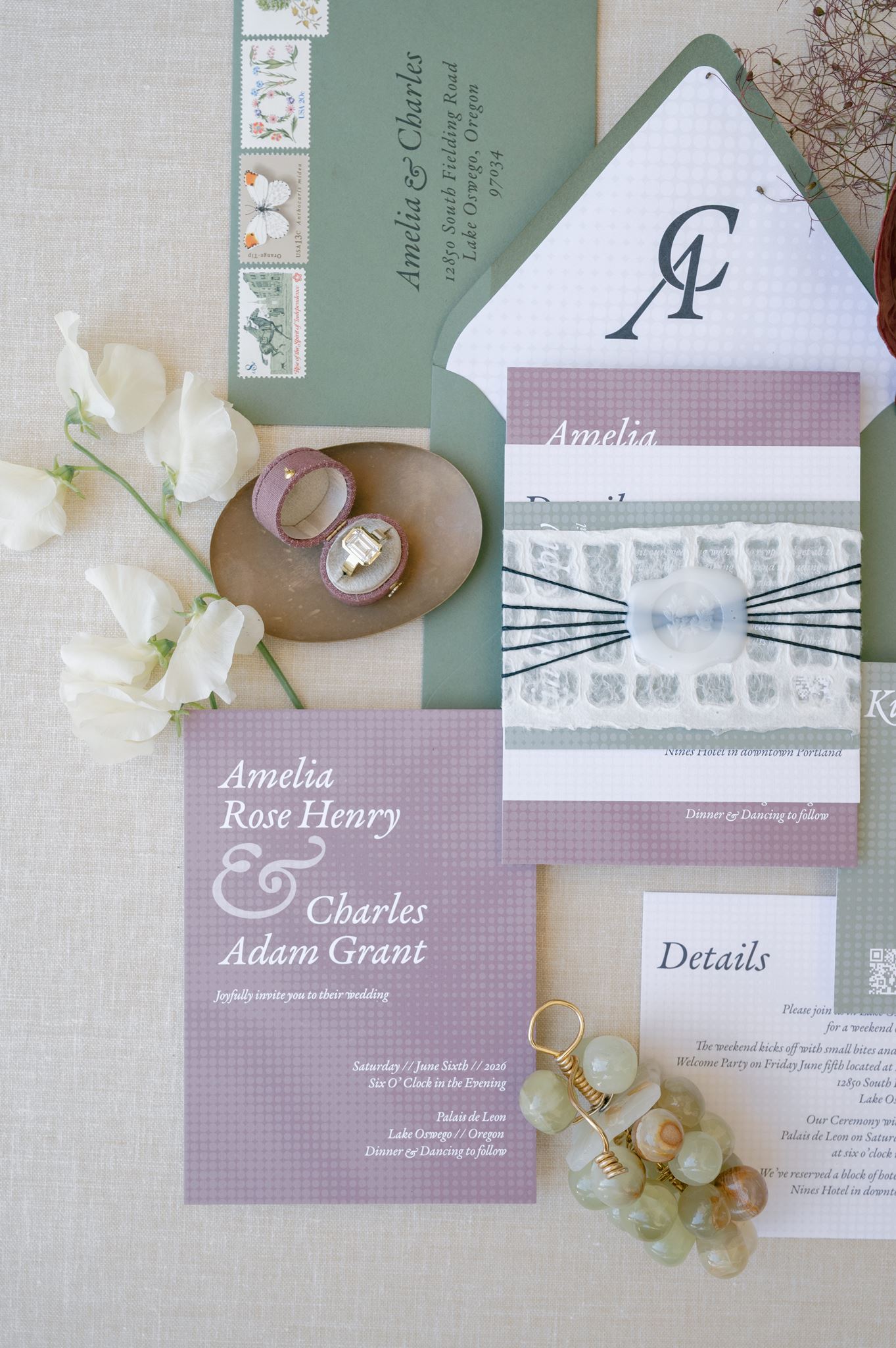 Elegant wedding invitation suite