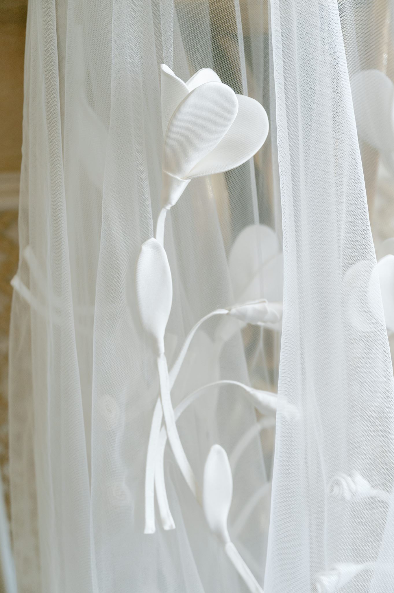 Wedding dress close up at Palais de Leon