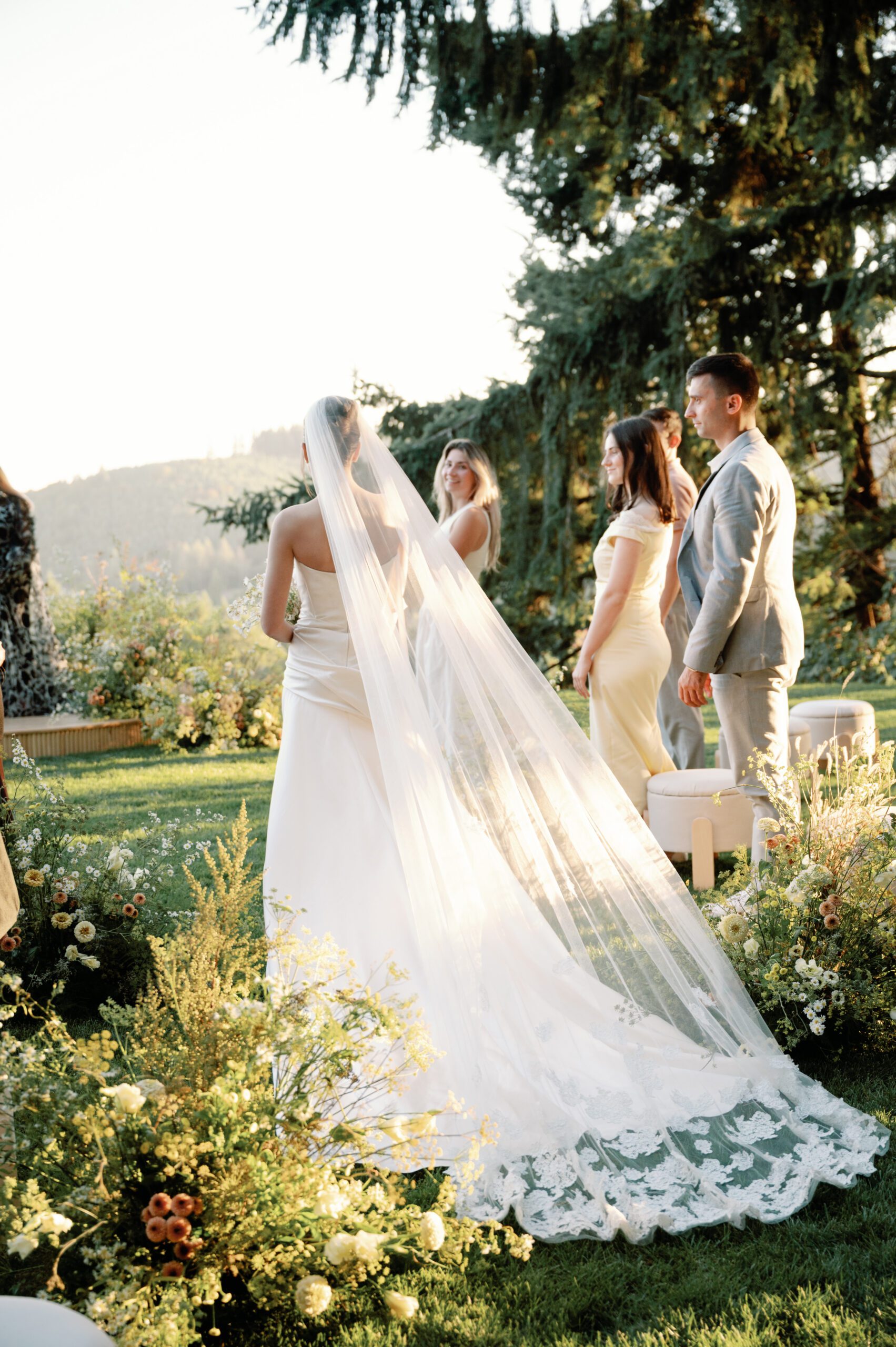 Wedding ceremony at the Wildflower Lawn at  LucidWild Estate 