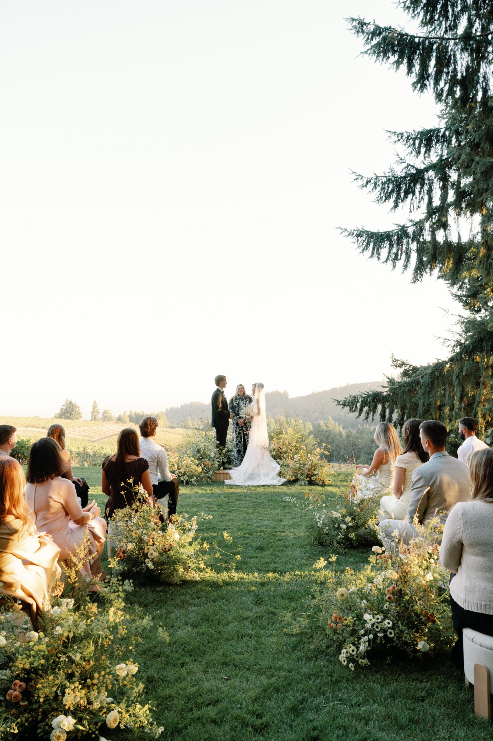 Wedding ceremony at the Wildflower Lawn at LucidWild Estate