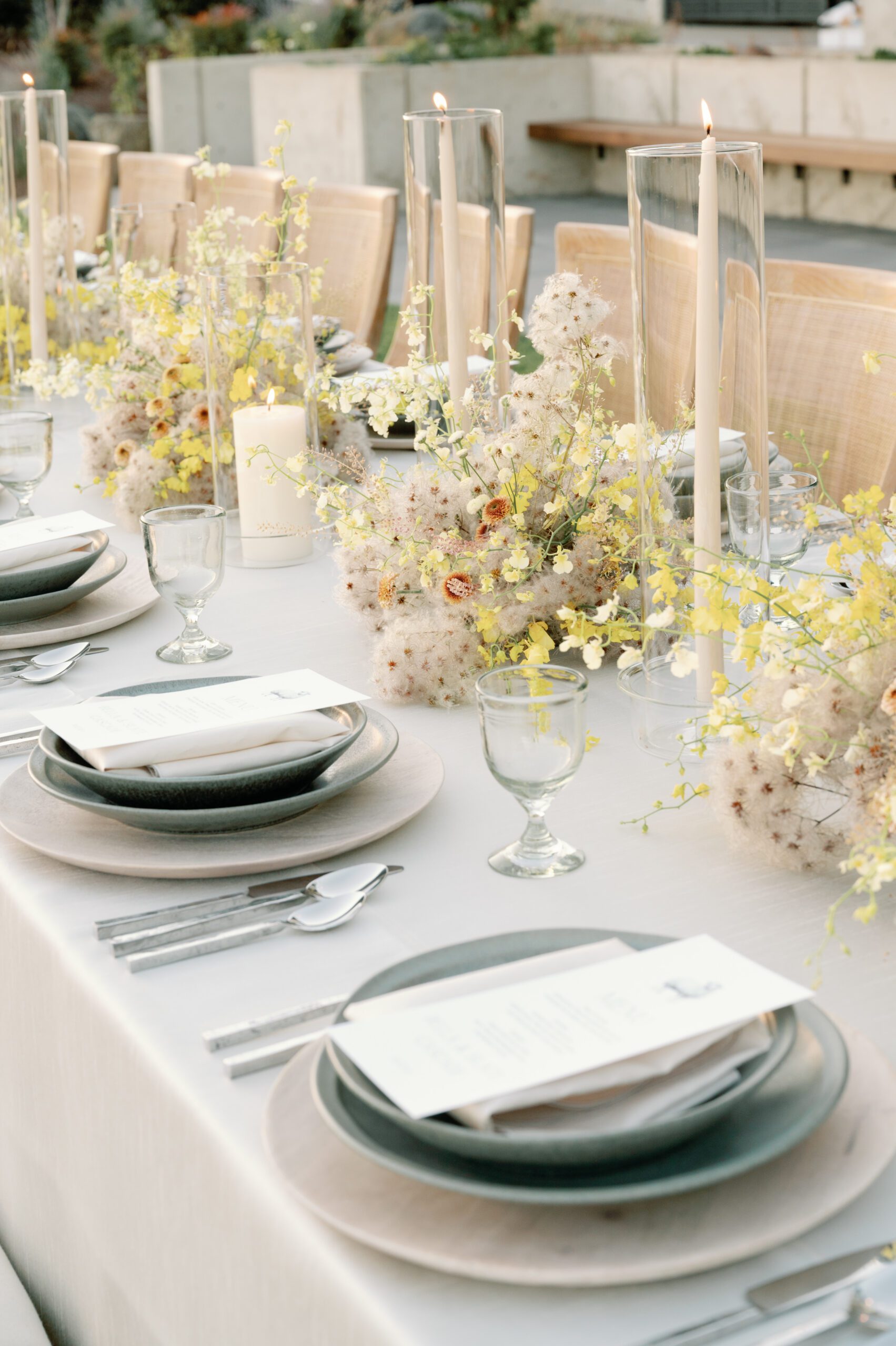 Wedding reception  tablescape at LucidWild Estate vineyard